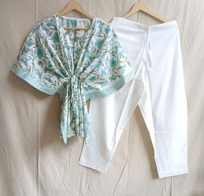 Flora Hand Block Printed Kaftan Co-ord Set