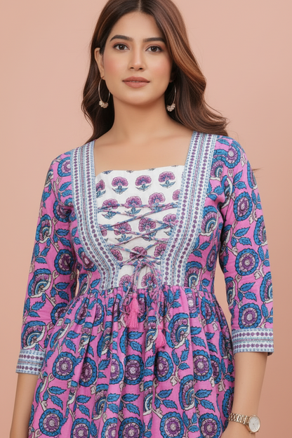 Pure Organic Cotton Frill Short Kurti
