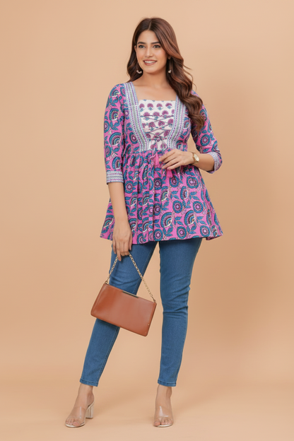 Pure Organic Cotton Frill Short Kurti