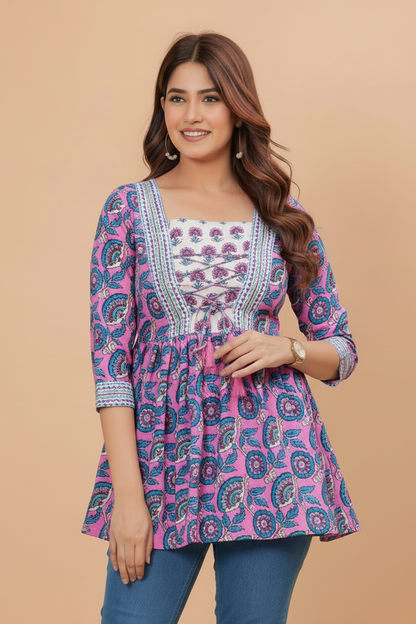 Pure Organic Cotton Frill Short Kurti