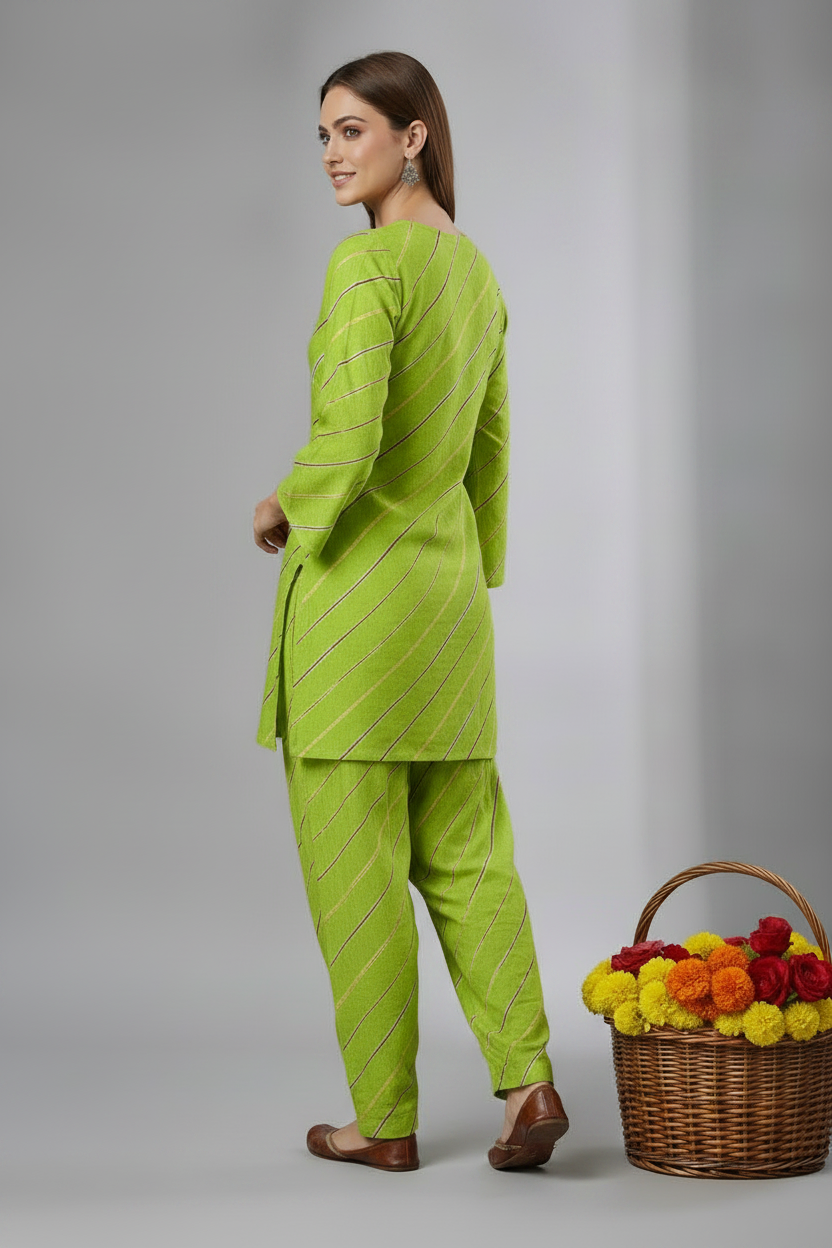Leheriya Print Kurta Pant Set for Women