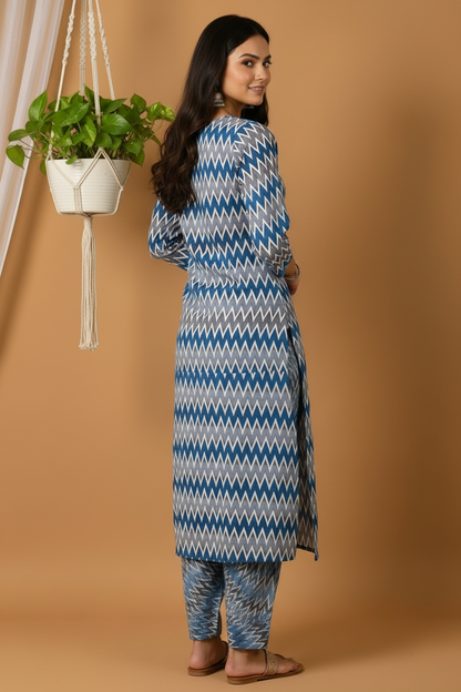 Geometry Print Kurta Pant Set for Women