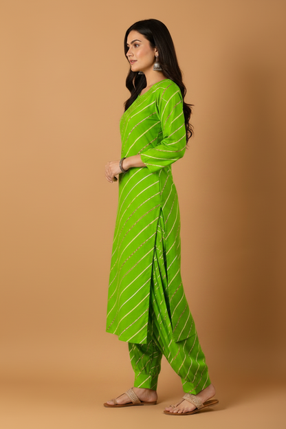Leheriya Print Kurta Pant Set for Women