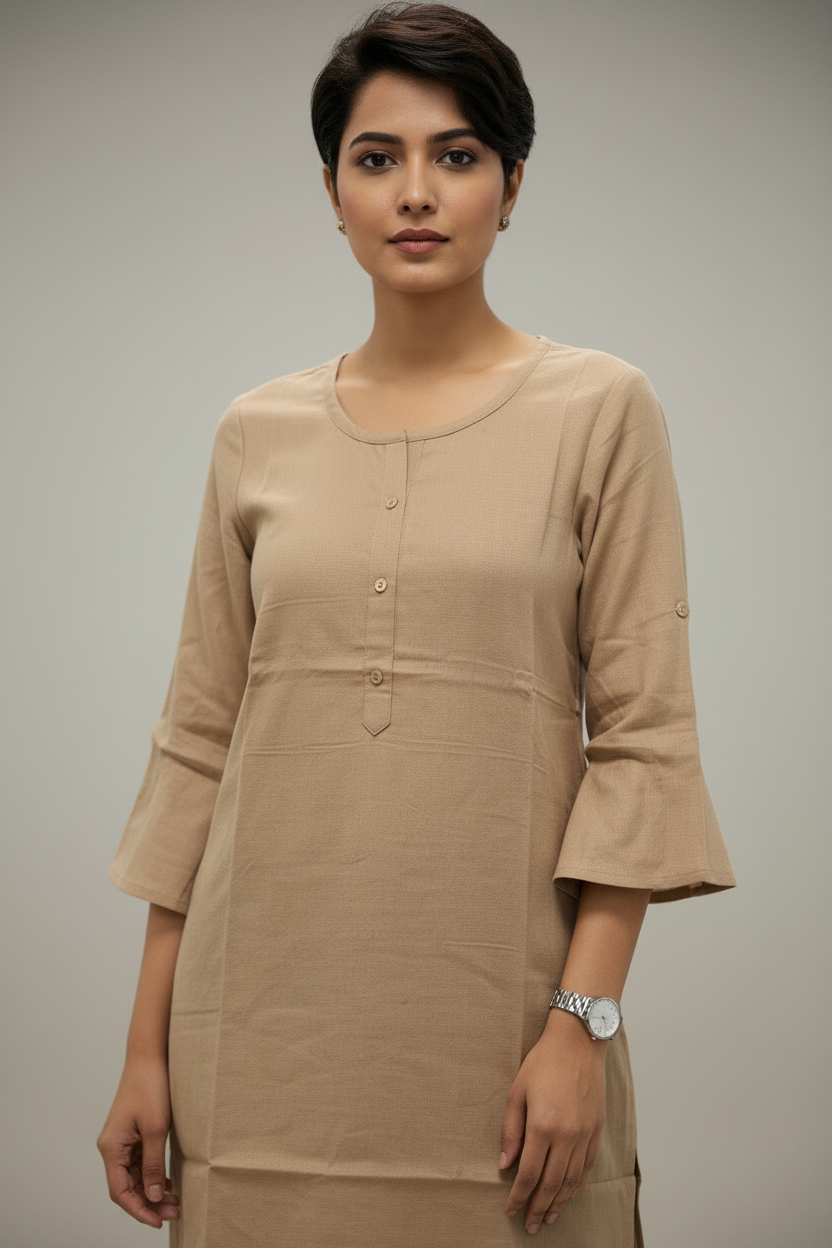 Cotton Plain Short Kurti for Women