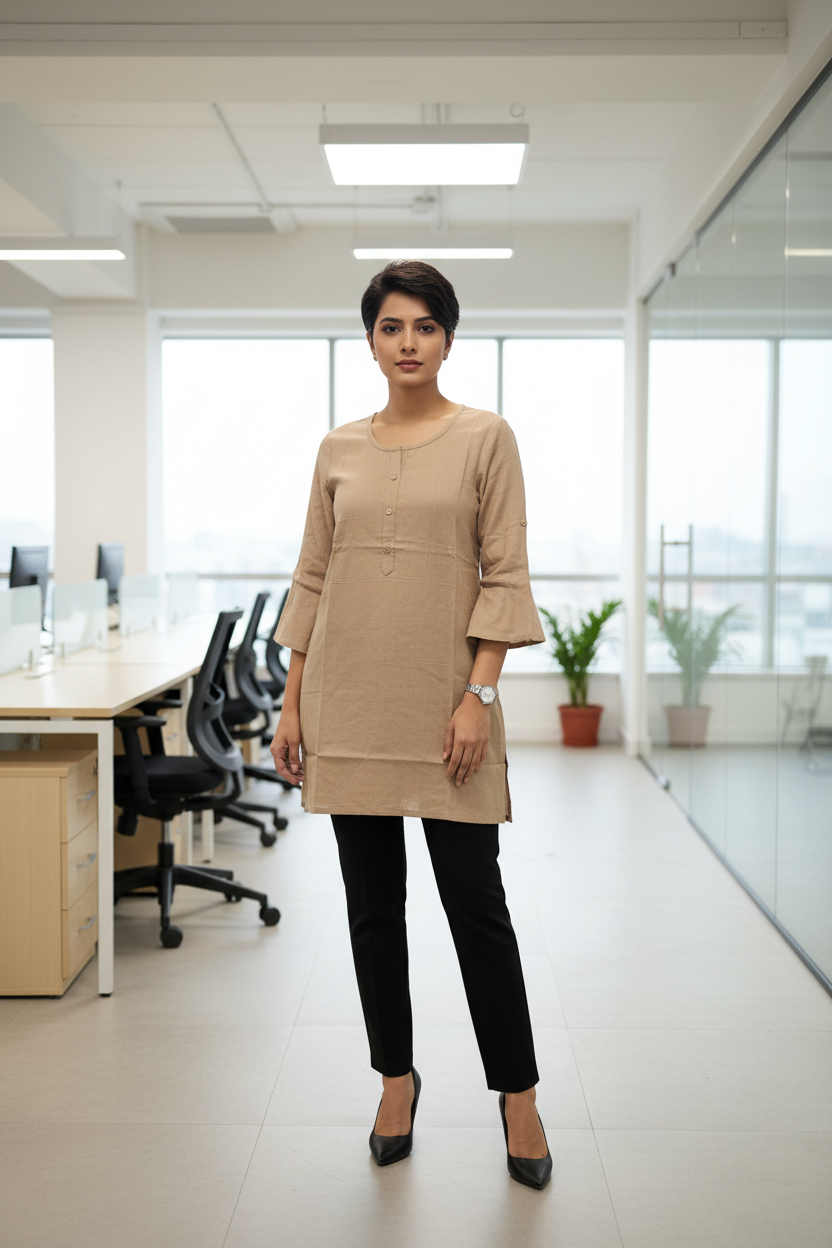 Cotton Plain Short Kurti for Women
