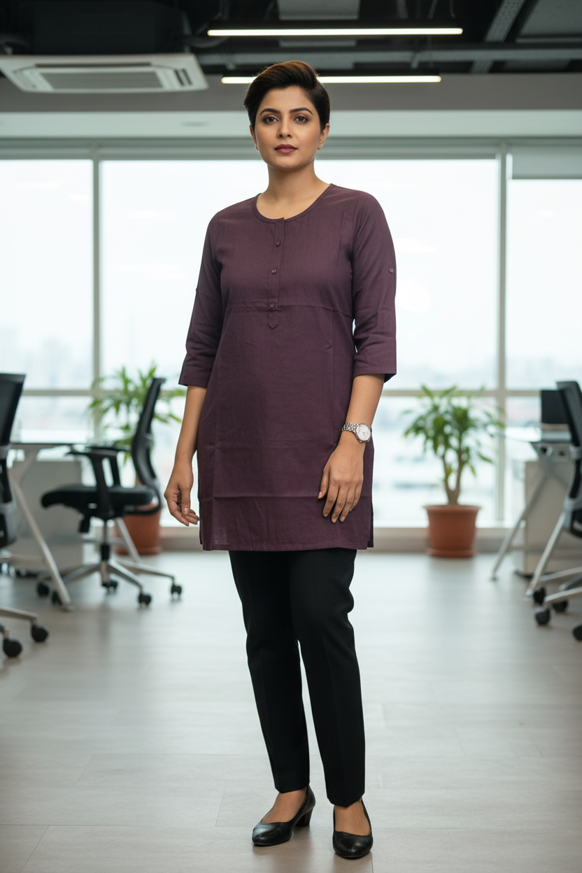 Cotton Plain Short Kurti for Women