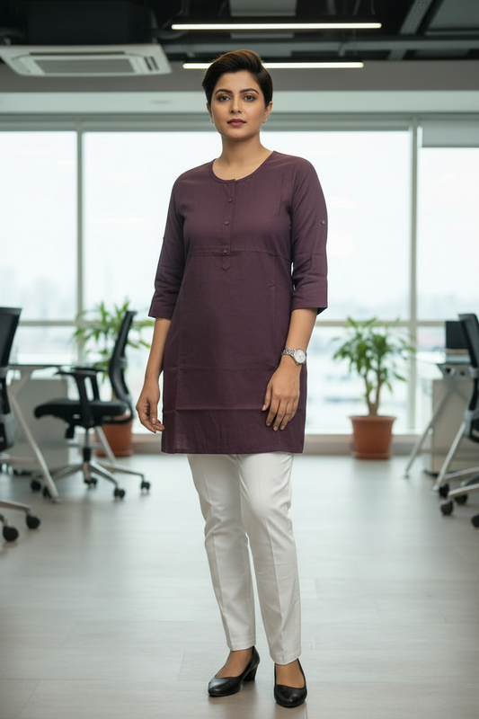 Cotton Plain Short Kurti for Women