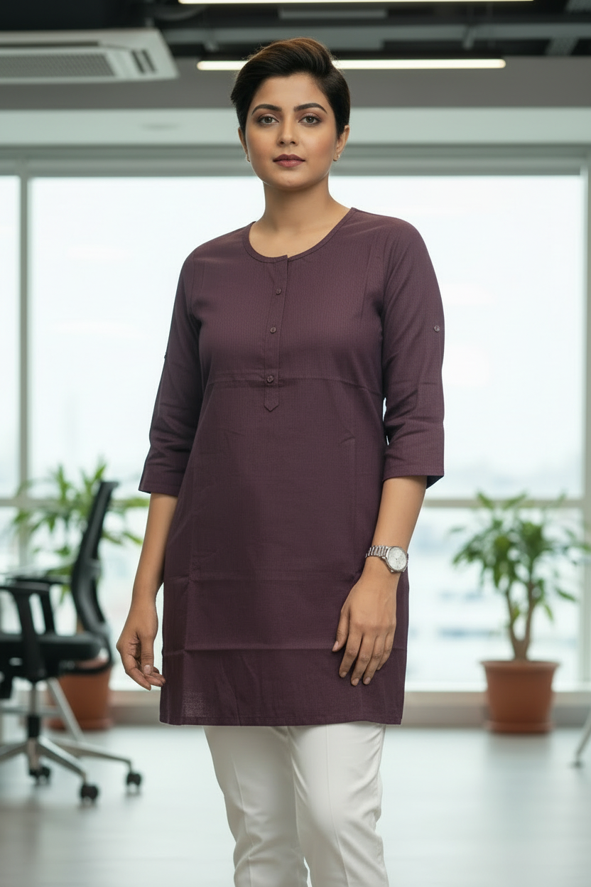 Cotton Plain Short Kurti for Women