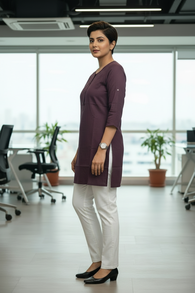 Cotton Plain Short Kurti for Women