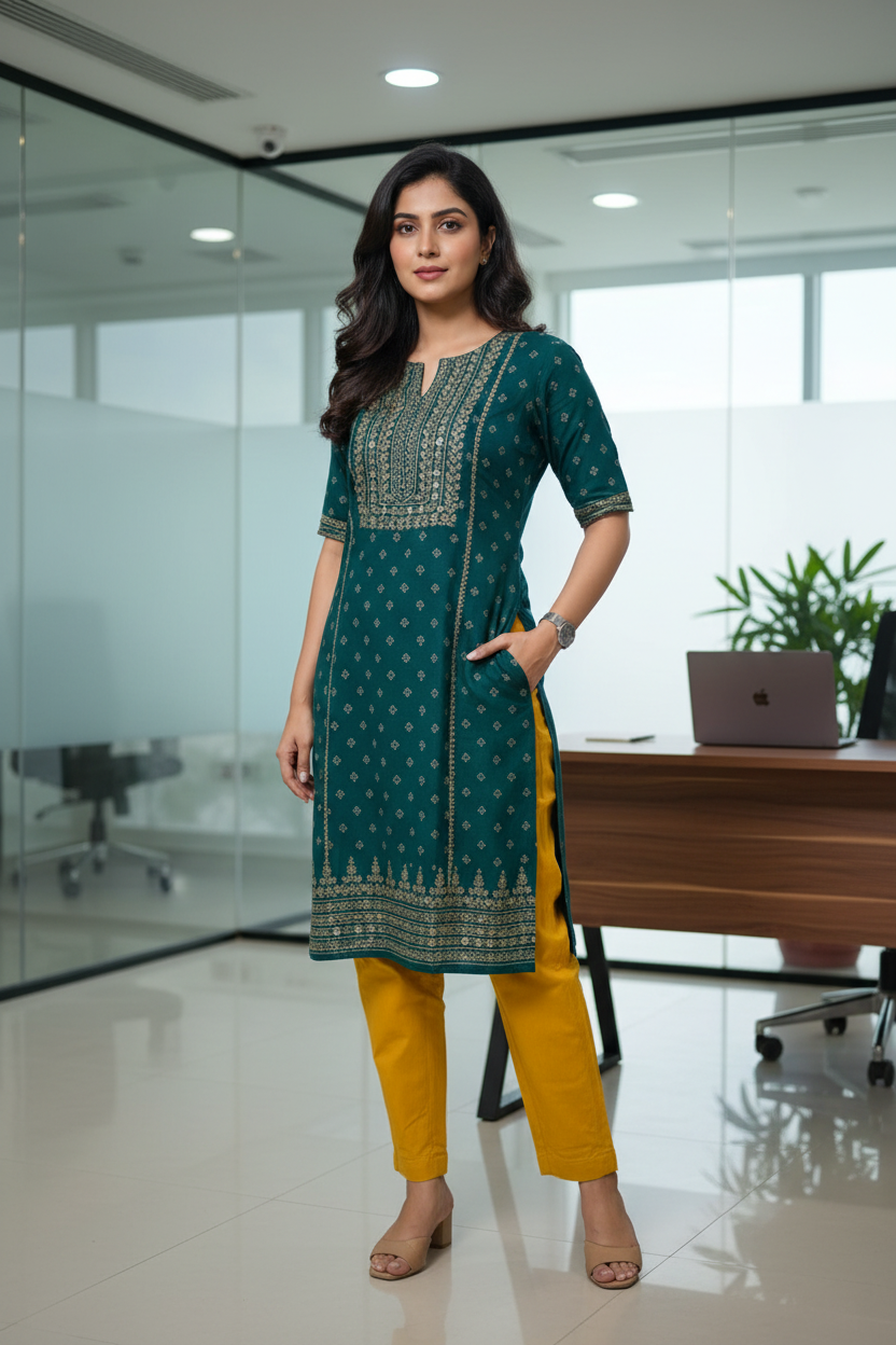 Everyday Mustard Yellow Cotton Pant For Women