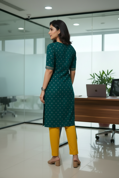 Everyday Mustard Yellow Cotton Pant For Women