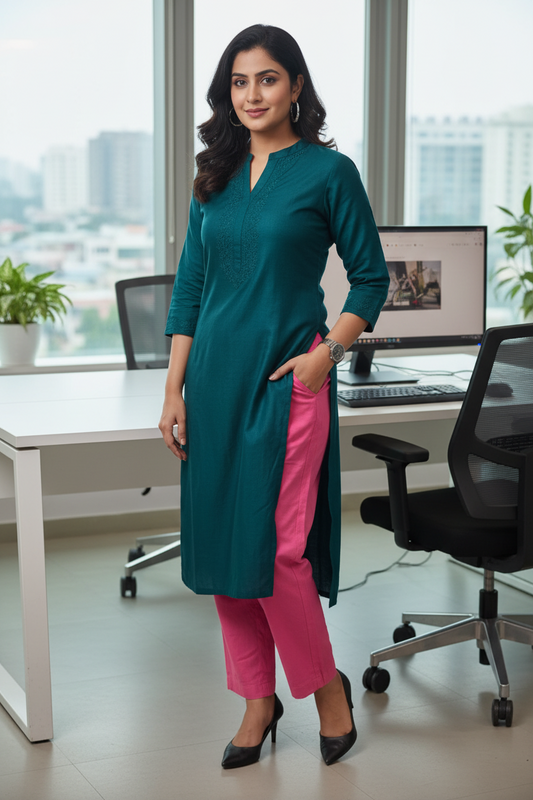 Everyday Rose Pink Cotton Pant For Women