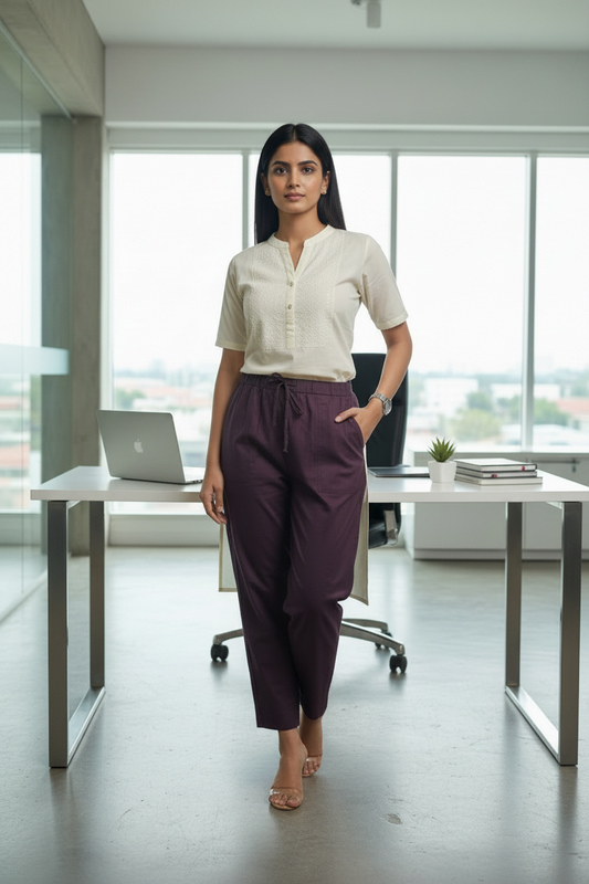 Everyday Chocolate Brown Cotton Pant For Women