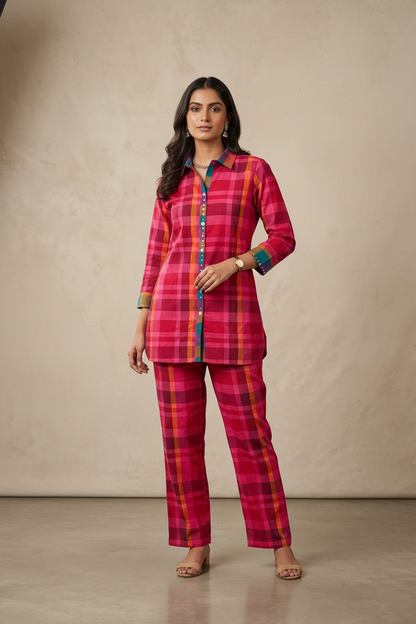 Madras Check Handloom Co-ord Set For Women