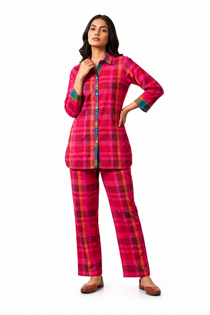Madras Check Handloom Co-ord Set For Women