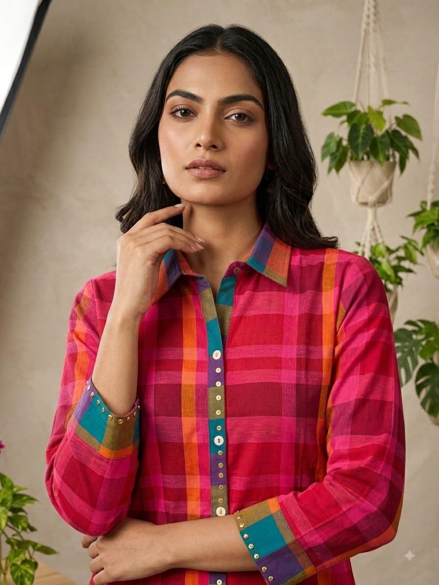 Madras Check Handloom Co-ord Set For Women