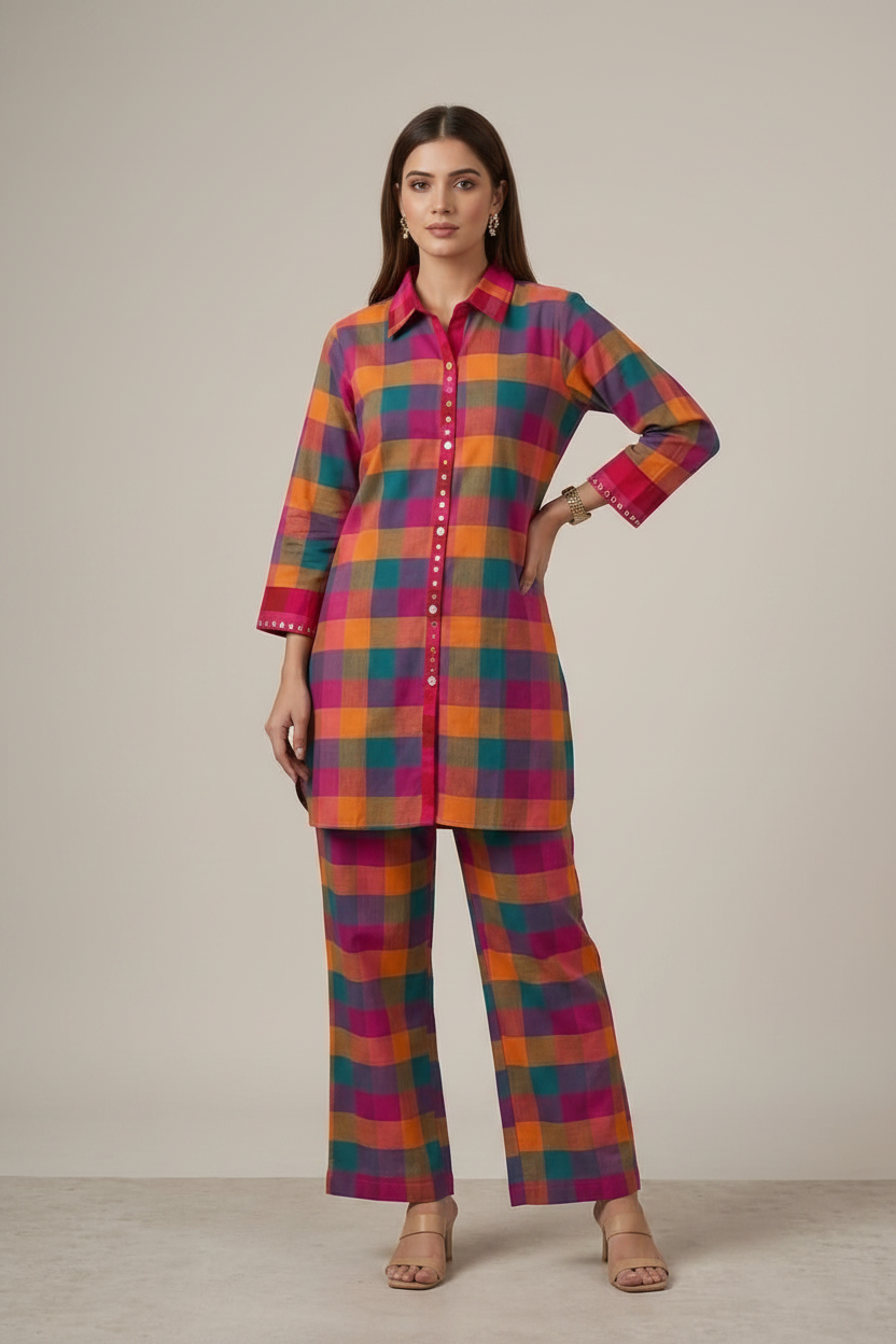 Madras Check Handloom Co-ord Set For Women