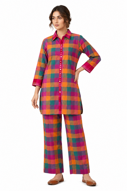 Madras Check Handloom Co-ord Set For Women