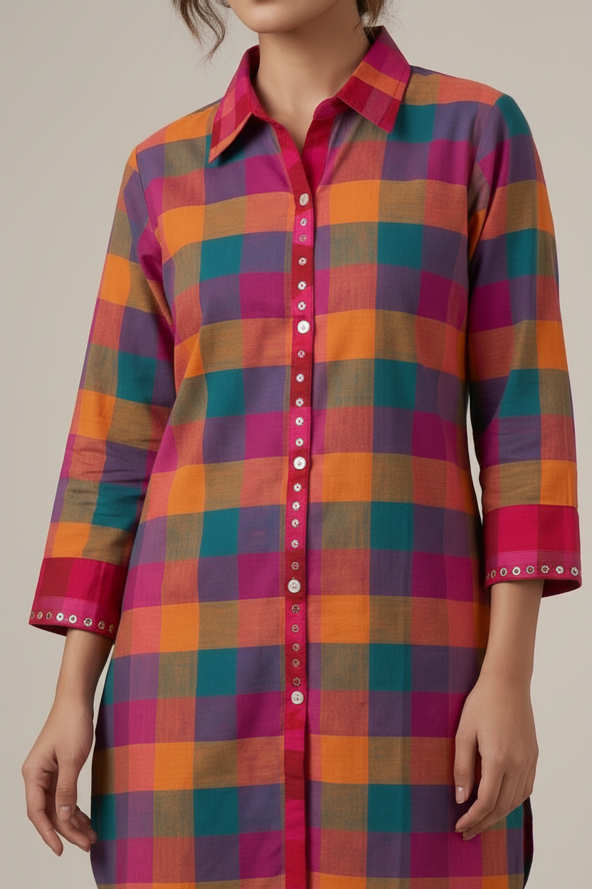 Madras Check Handloom Co-ord Set For Women
