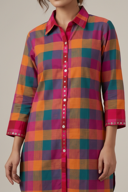 Madras Check Handloom Co-ord Set For Women