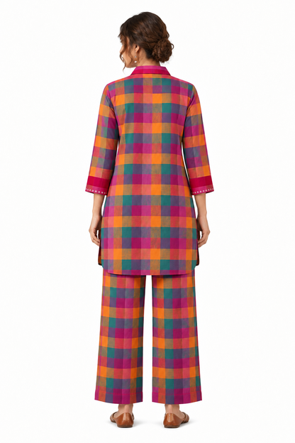 Madras Check Handloom Co-ord Set For Women