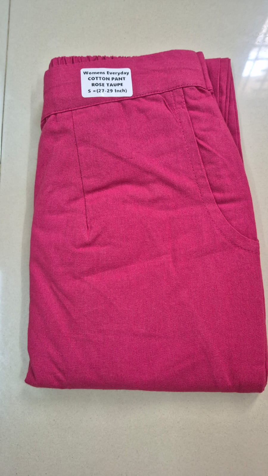 Everyday Rose Taupe Cotton Pant For Women