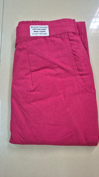 Everyday Rose Taupe Cotton Pant For Women