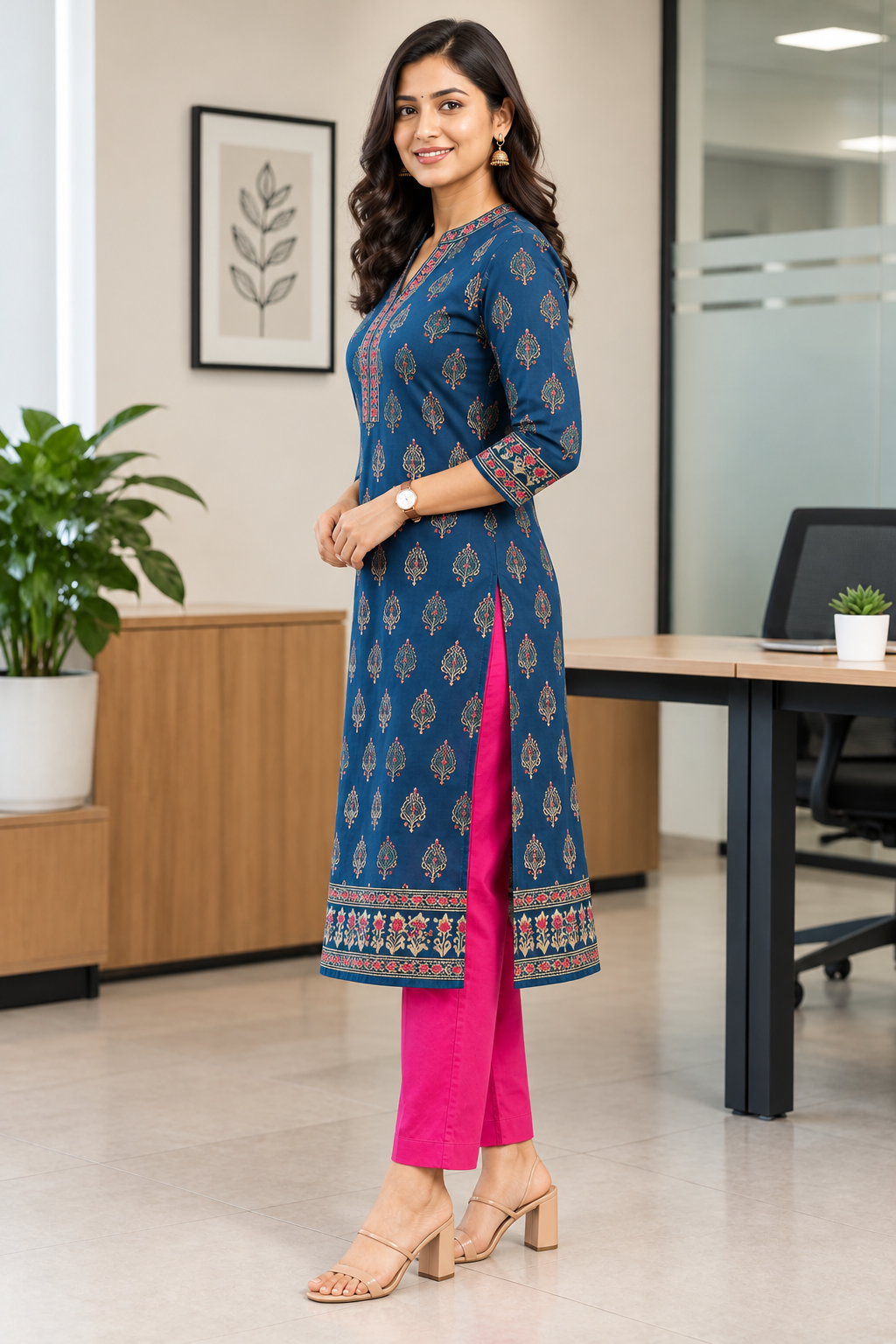 Everyday Rose Taupe Cotton Pant For Women