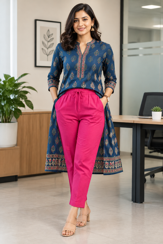 Everyday Rose Taupe Cotton Pant For Women