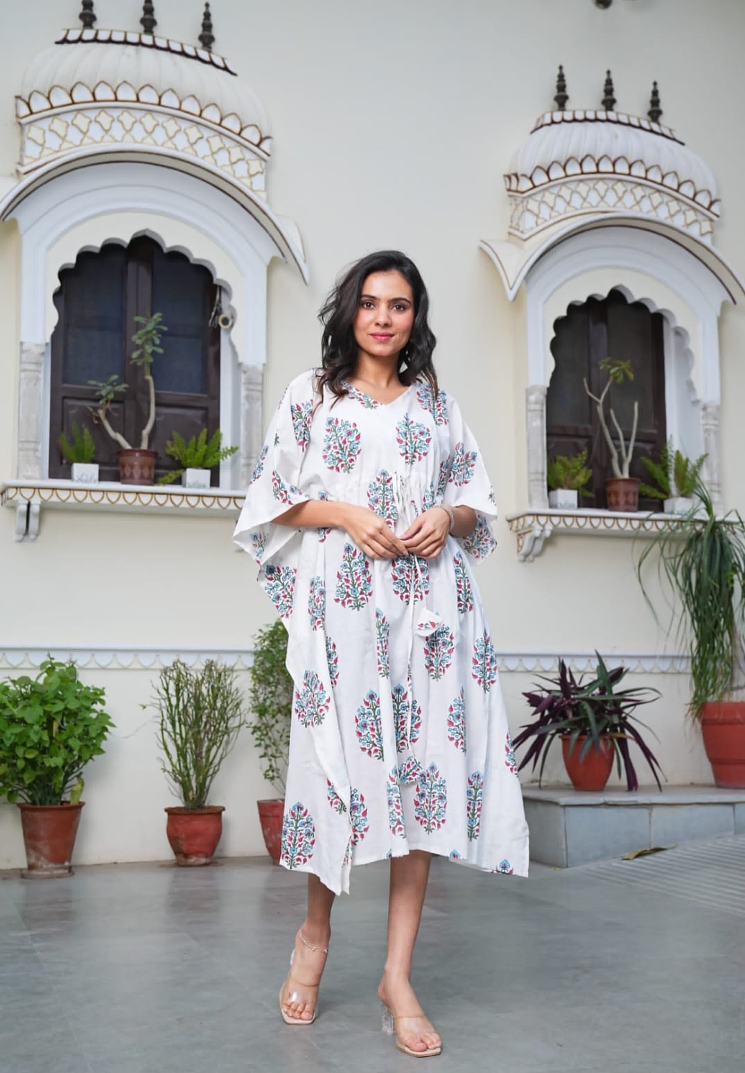 Block Printed Kaftan Dress