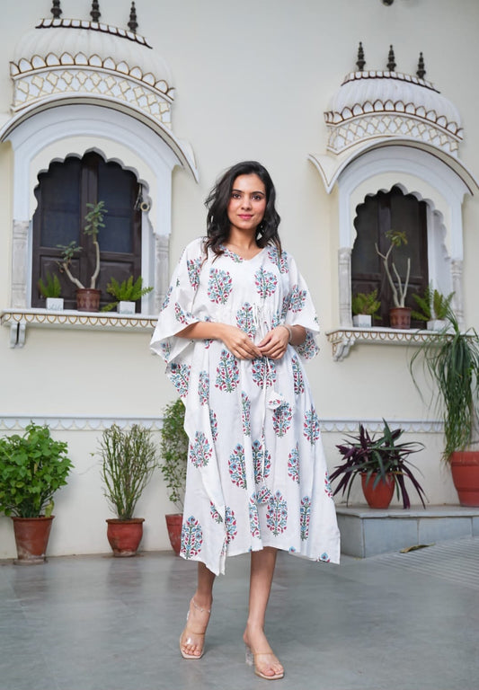 Block Printed Kaftan Dress