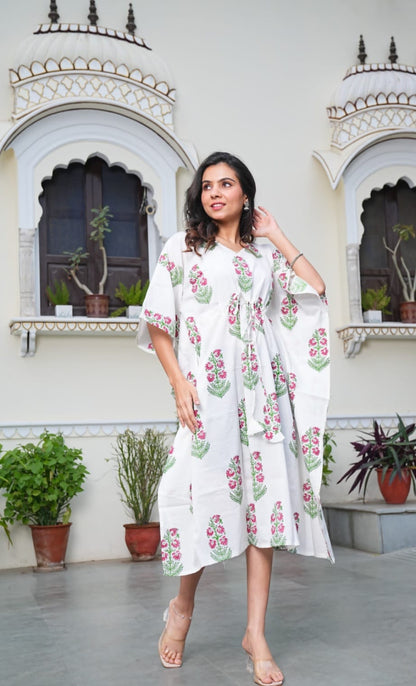 Block Printed Kaftan Dress