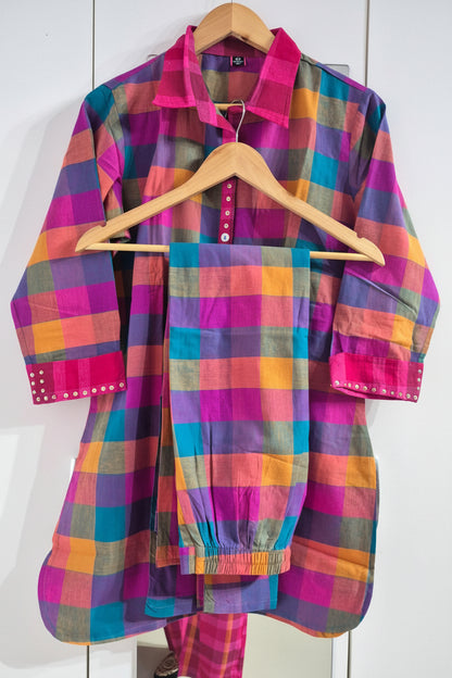 Madras Check Handloom Co-ord Set For Women