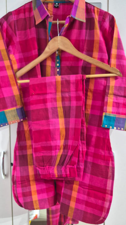 Madras Check Handloom Co-ord Set For Women