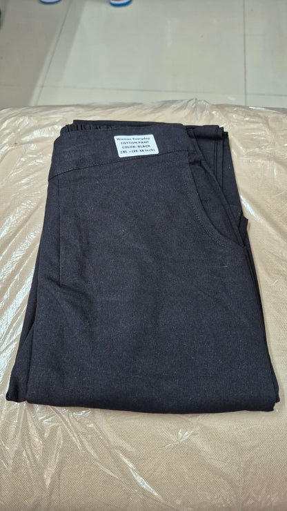 Everyday Black Cotton Pant For Women