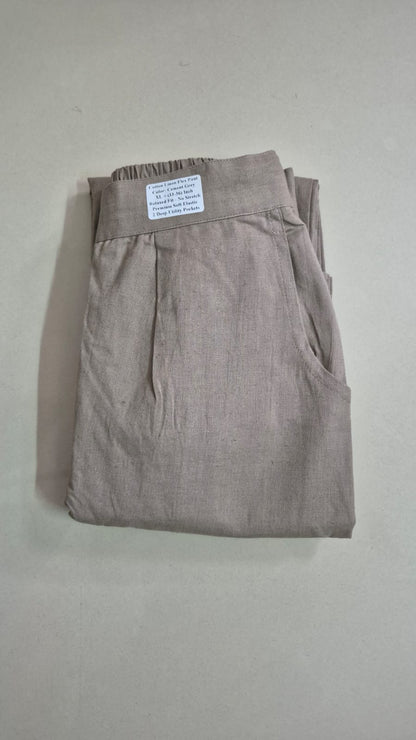 Everyday Cement Grey Cotton Pant For Women