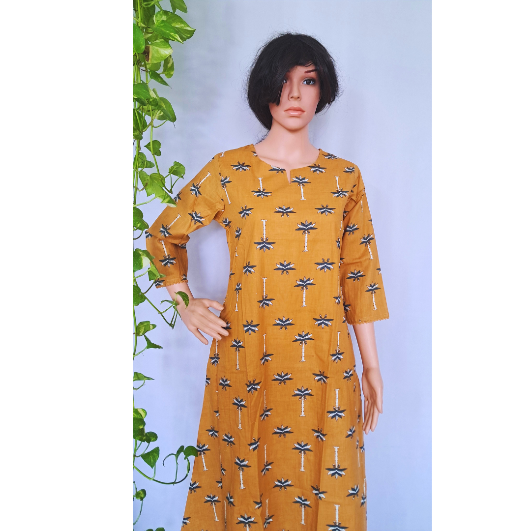 Yellow Aline Cotton Kurta Sets