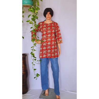 Red Short Kurti For Jeans