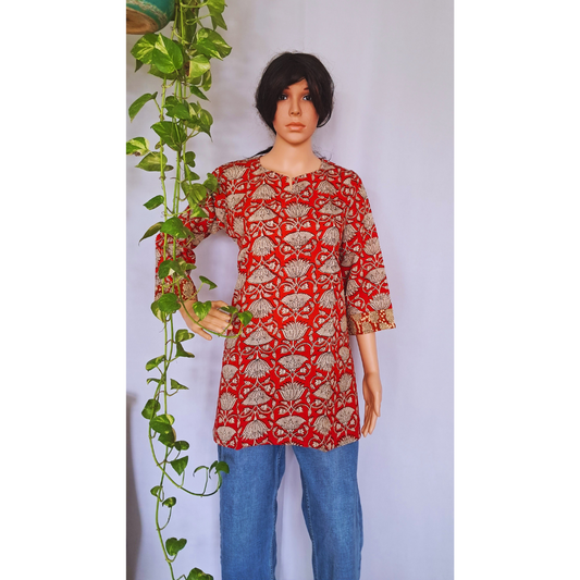 Red Short Kurti For Jeans