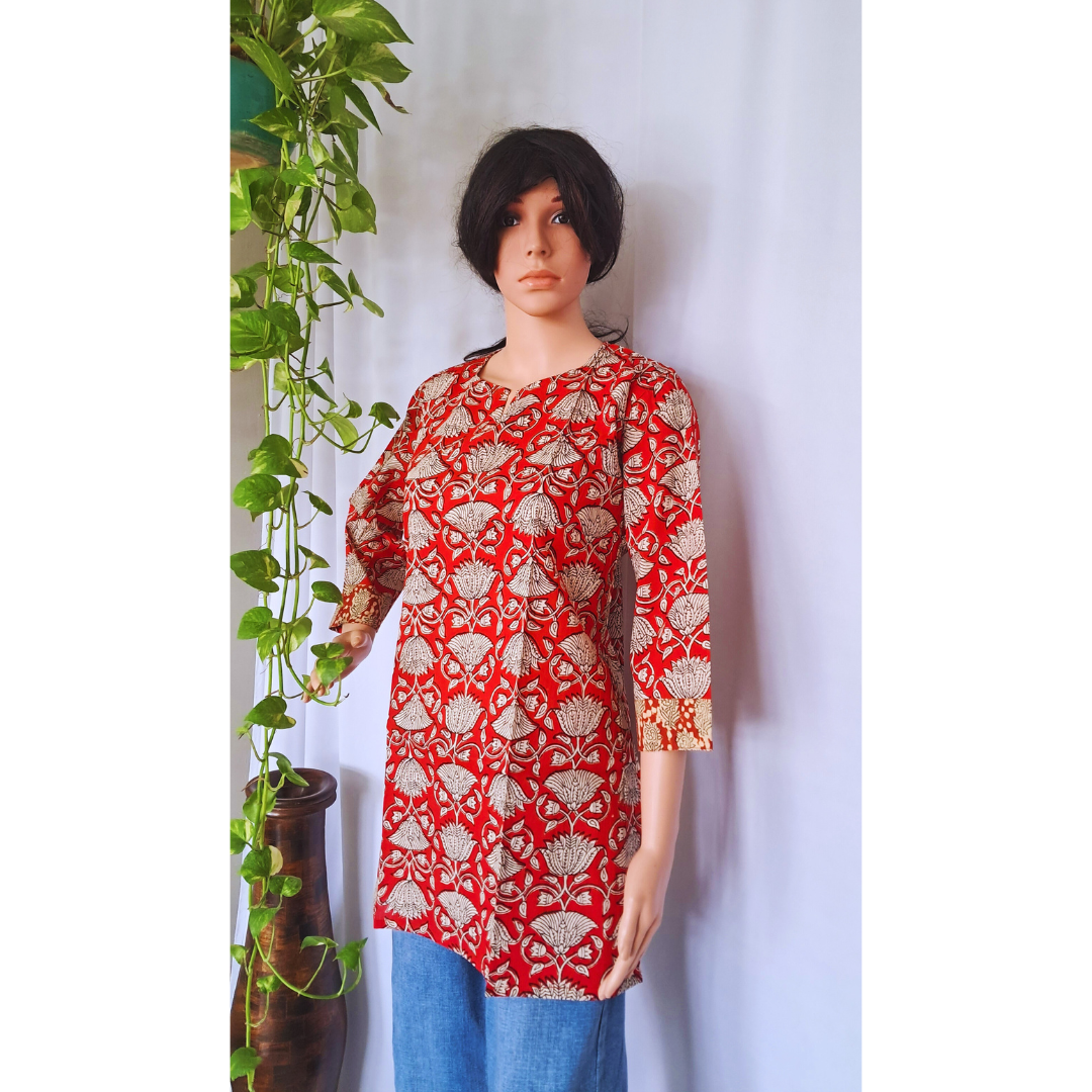 Red Short Kurti For Jeans