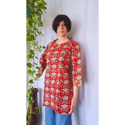 Red Short Kurti For Jeans