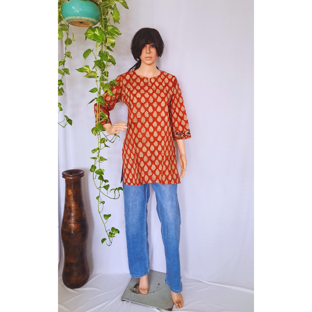 Maroon Short Kurti For Jeans