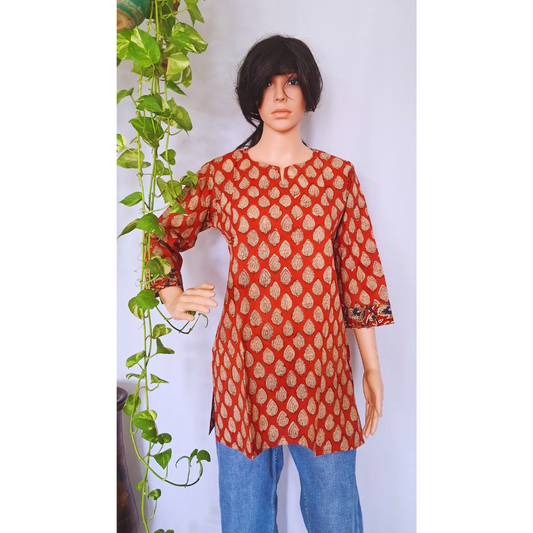 Maroon Short Kurti For Jeans
