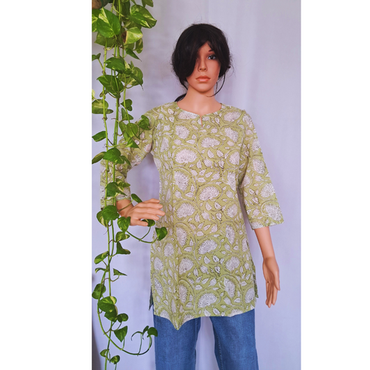 Green Short Kurti For Jeans