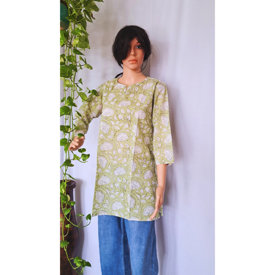 Green Short Kurti For Jeans