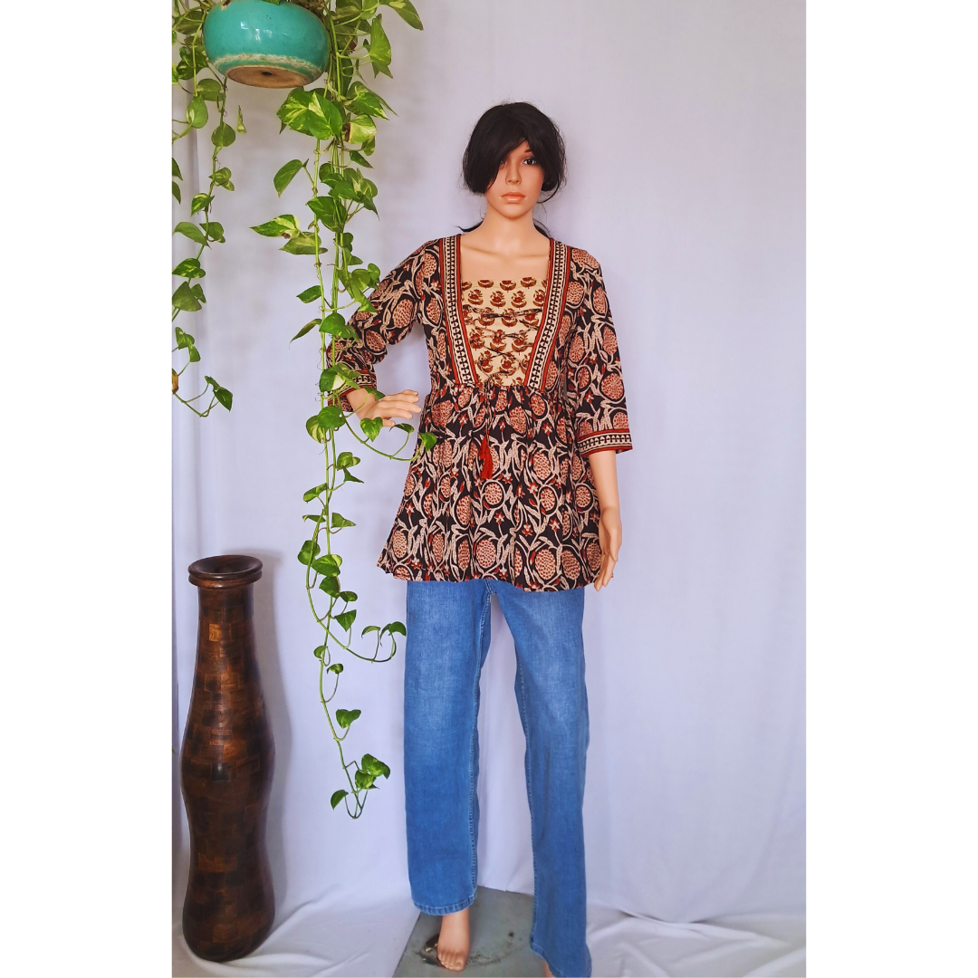 Pure Organic Cotton Frill Short Kurti