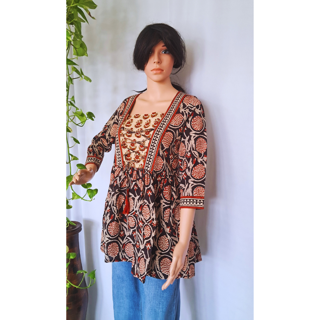 Pure Organic Cotton Frill Short Kurti