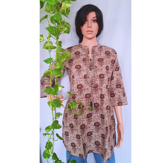 Beige Short Kurti For Jeans